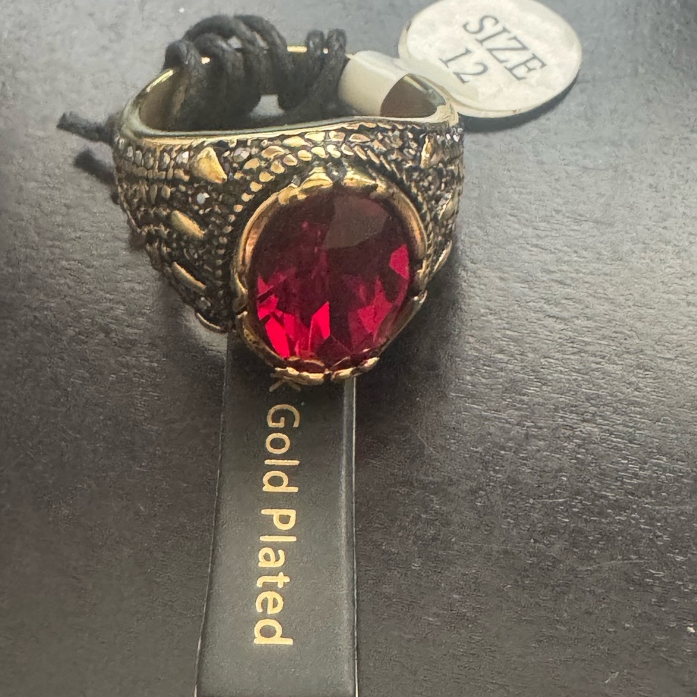 Gold Plated Ring with Red Gemstone